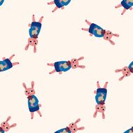animal rabbit worker cartoon seamless pattern background N2