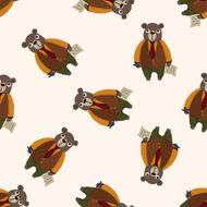 animal bear worker cartoon seamless pattern background N6