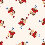 family cartoon seamless pattern background