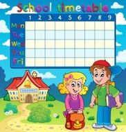 School timetable with two children