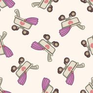 Baby carriages cartoon seamless pattern background N14