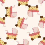Baby carriages cartoon seamless pattern background N15