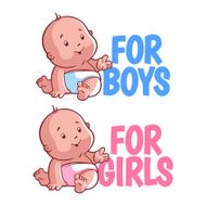 Boy and girl baby logo Isolated on a white background