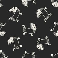 Doodle stroller seamless pattern background N2