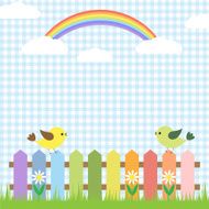 Cute birds and rainbow
