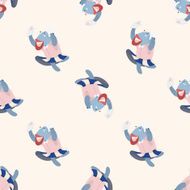 animal going to school cartoon seamless pattern background N7