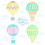 Watercolor hot air balloons set