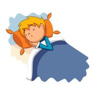 Child sleeping in bed vector illustration