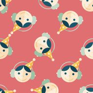 Birthday party boy flat icon eps10 seamless pattern background