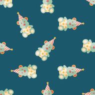 birthday teddy bear flat icon eps10 seamless pattern background N2