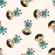 family boy character icon 10 cartoon seamless pattern background