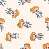 family girl character theme ments cartoon seamless pattern background