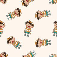 family boy character cartoon seamless pattern background N12