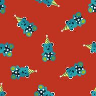 birthday teddy bear flat icon eps10 seamless pattern background N7