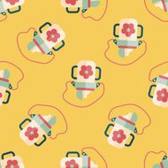 kid water bottle flat icon EPS 10 seamless pattern background