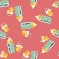Baby bottle flat icon EPS 10 seamless pattern background