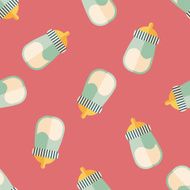 Baby bottle flat icon EPS 10 seamless pattern background N2
