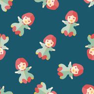 girl doll toy flat icon eps 10 seamless pattern background