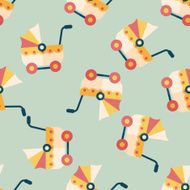 Pram flat icon eps10 seamless pattern background