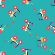 Child bike flat icon eps10 seamless pattern background N2
