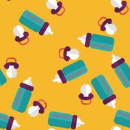 Baby bottle flat icon EPS 10 seamless pattern background N3