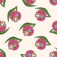 fairytale princess cartoon seamless pattern background N25