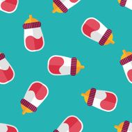 Baby bottle flat icon EPS 10 seamless pattern background N4