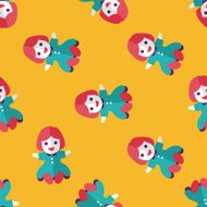 girl doll toy flat icon eps 10 seamless pattern background N2