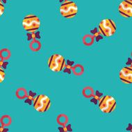 baby rattle flat icon EPS 10 seamless pattern background