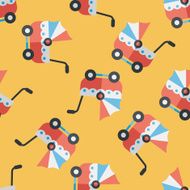 Pram flat icon eps10 seamless pattern background N2