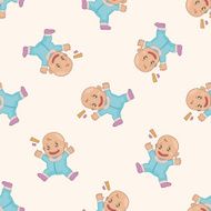 person character baby cartoon seamless pattern background N8