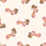 family girl character theme ments cartoon seamless pattern background N3