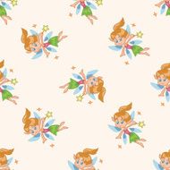 fairytale princess cartoon seamless pattern background N28