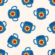 baby cup cartoon seamless pattern background