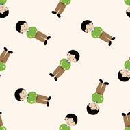 family boy character cartoon seamless pattern background N15