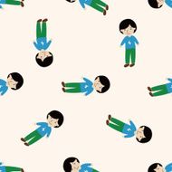 family boy character cartoon seamless pattern background N16