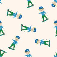 family boy character cartoon seamless pattern background N17