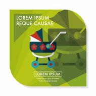 Pram flat icon with long shadow eps10 N13