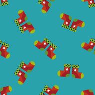 Christmas stocking flat icon eps10 seamless pattern background