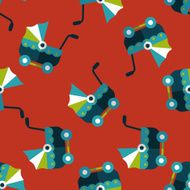 Pram flat icon eps10 seamless pattern background N4