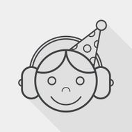 Birthday party boy flat icon with long shadow line