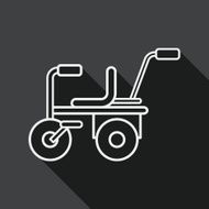 Child bike flat icon with long shadow line N2