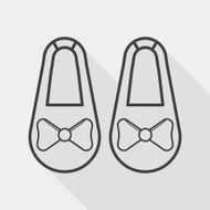 baby booties flat icon with long shadow line