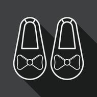 baby booties flat icon with long shadow line N2