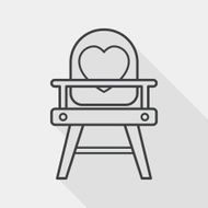 baby high chair flat icon with long shadow line