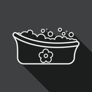 baby bath flat icon with long shadow line N2
