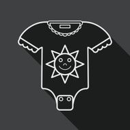 baby onesie flat icon with long shadow line