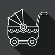 Pram flat icon with long shadow line