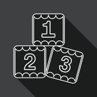 123 blocks flat icon with long shadow line N2