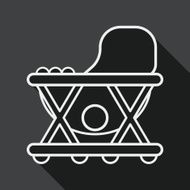 Baby walker flat icon with long shadow line